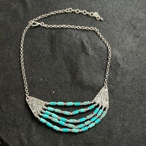 Lucky Brand silver necklace with turquoise color